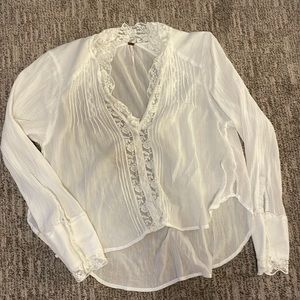 Free People white long sleeve 100% cotton small